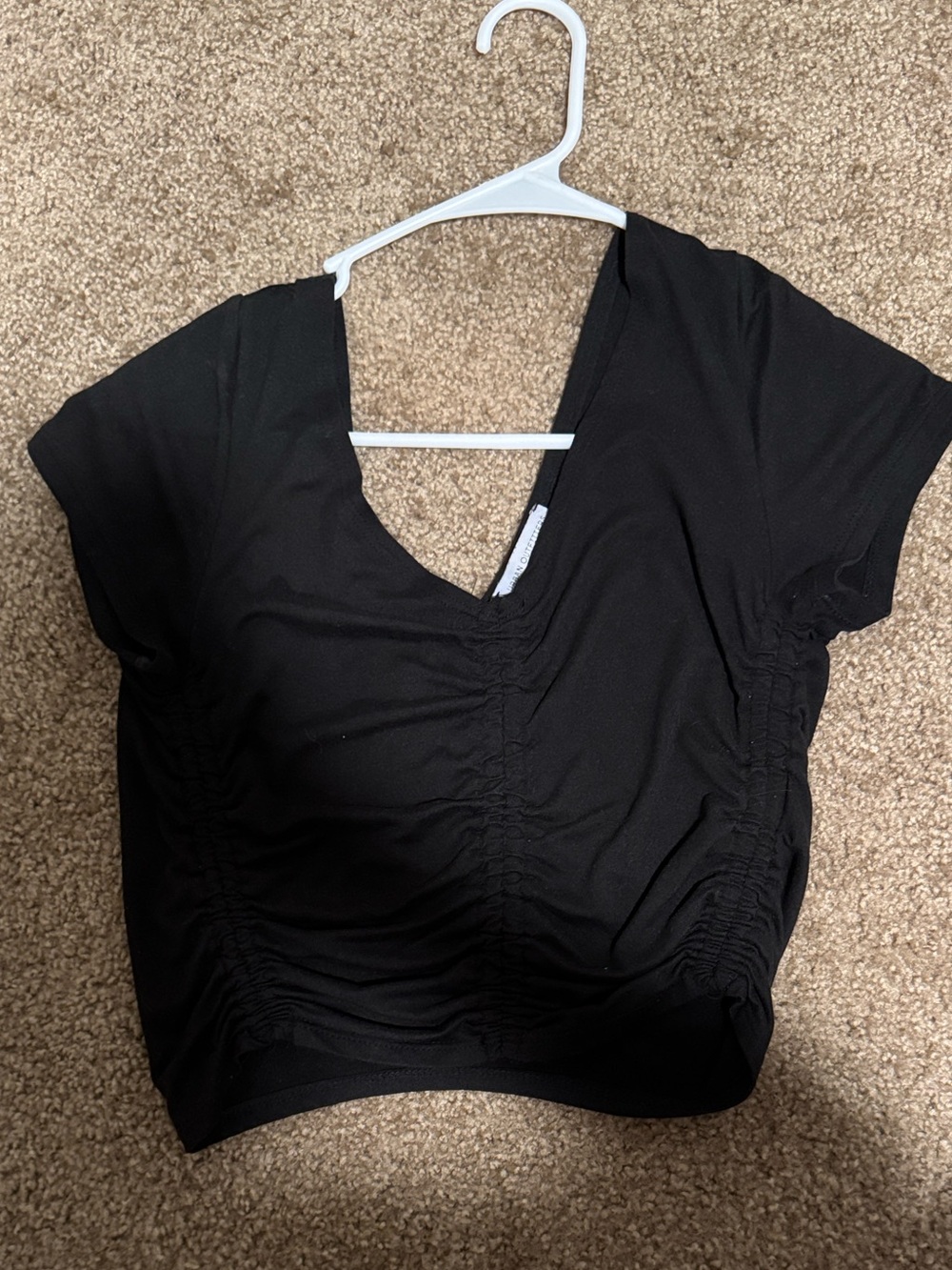 Urban Outfitters Black Ruched V-Neck Crop Top